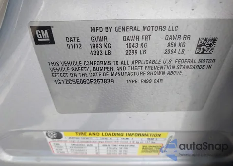 2012 Chevrolet Malibu 1Lt from USA, damaged, VIN 1G1ZC5E06CF257839